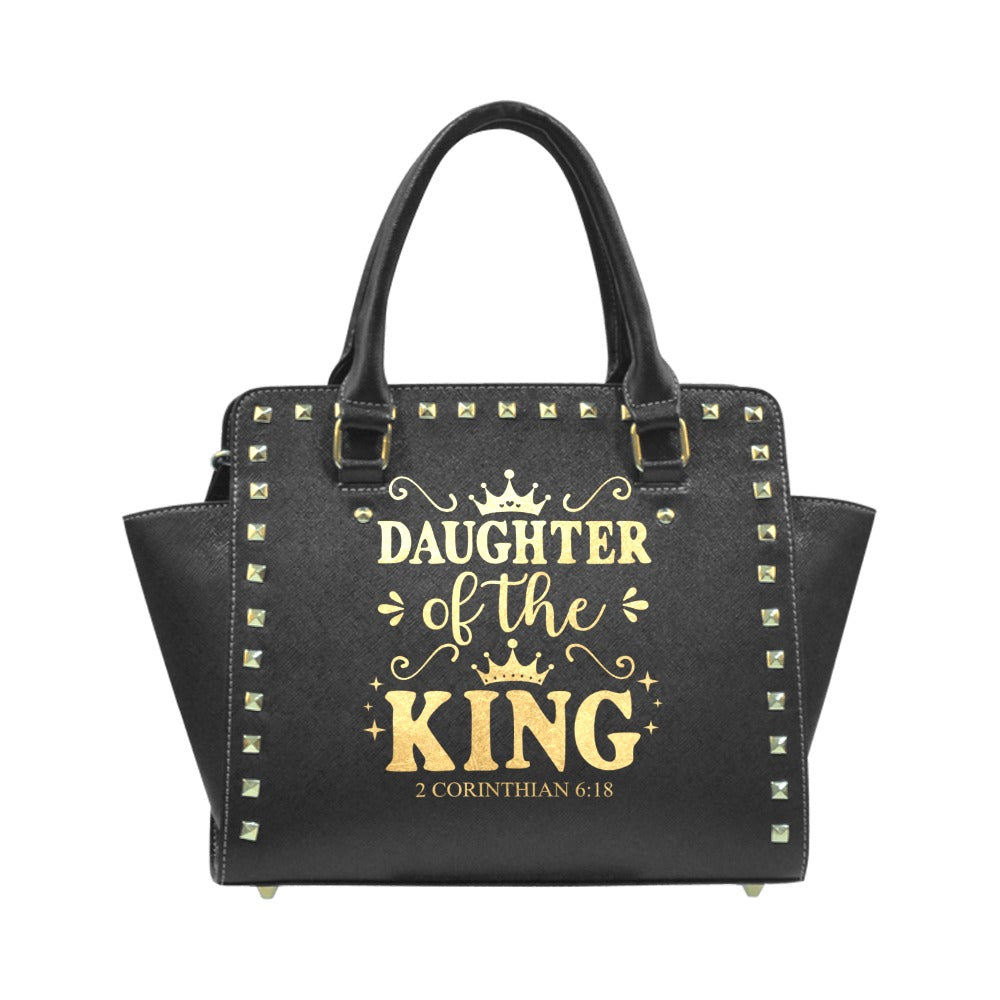 “Daughter of the King” Rivet Handbag – 2 Corinthians 6:18 Christian Leather Purse