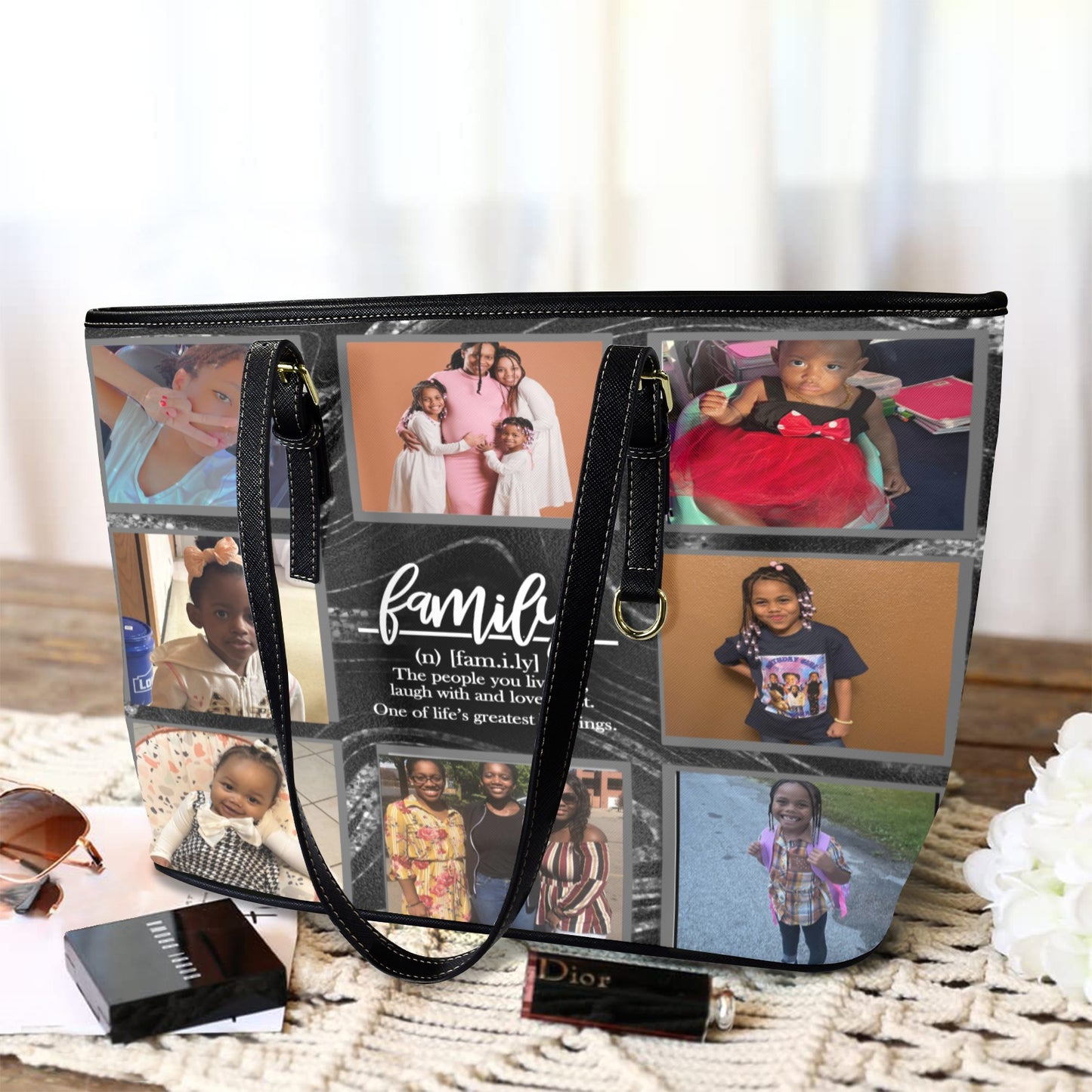 Custom Photo Leather Family Tote