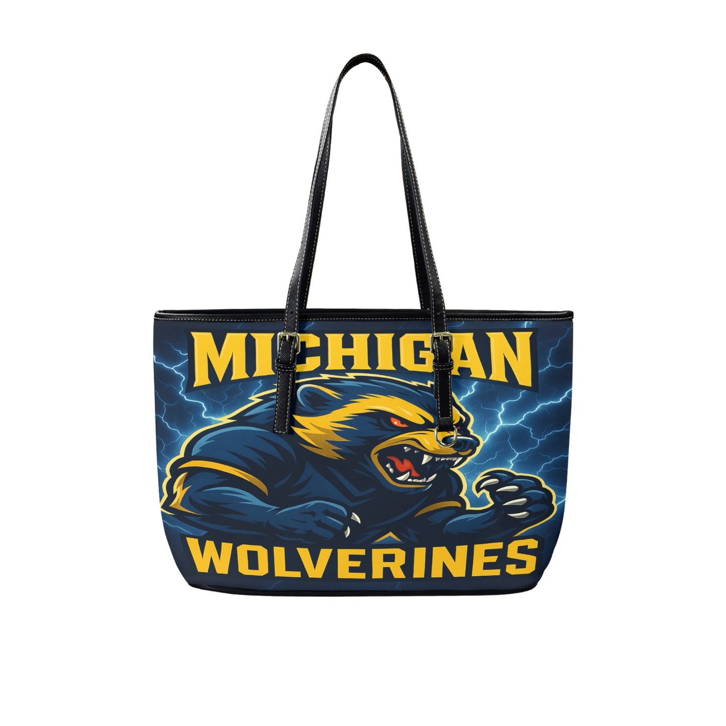 Michigan Wolverines Electric Storm Tote Bag – Premium PU Leather Carry-All with FREE Shipping