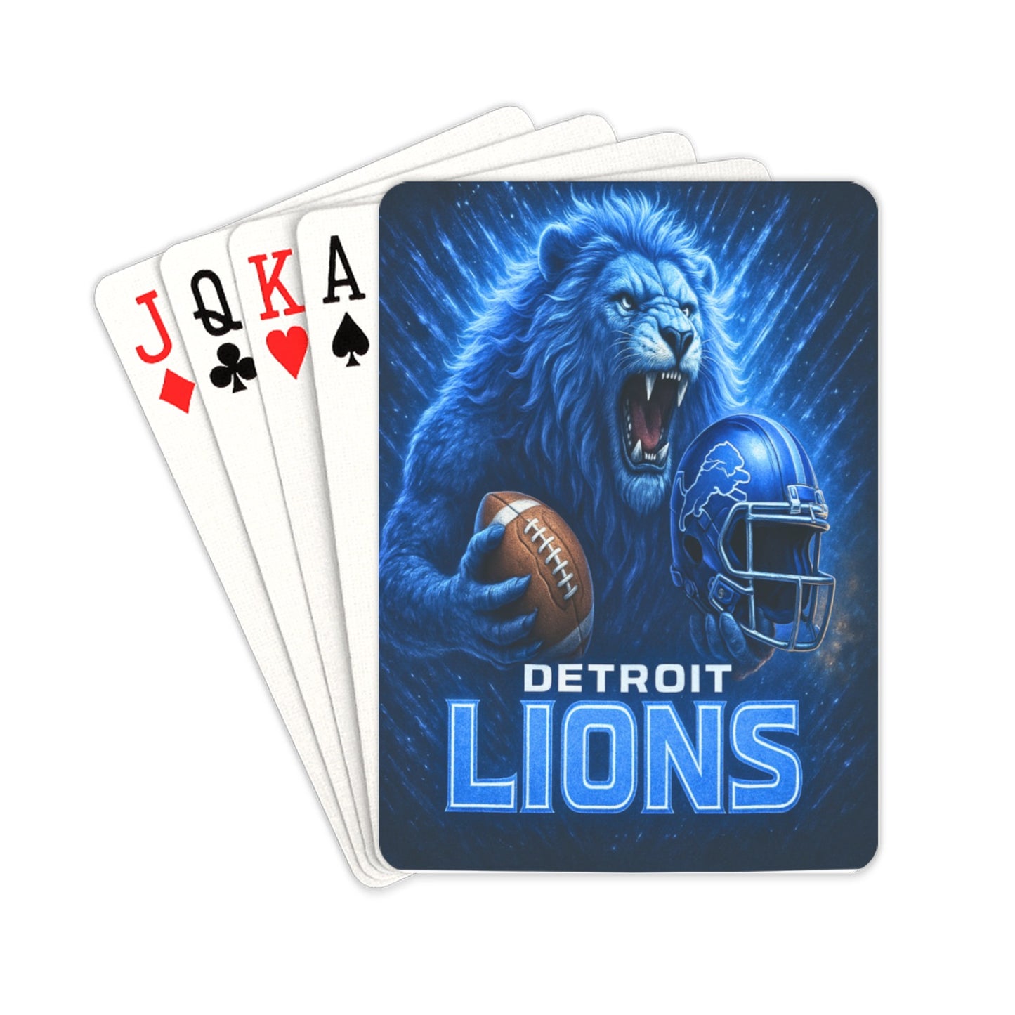 Detroit Lions Playing Cards – Custom 54-Card Deck for NFL Fans | Premium Lions Game Night Gift