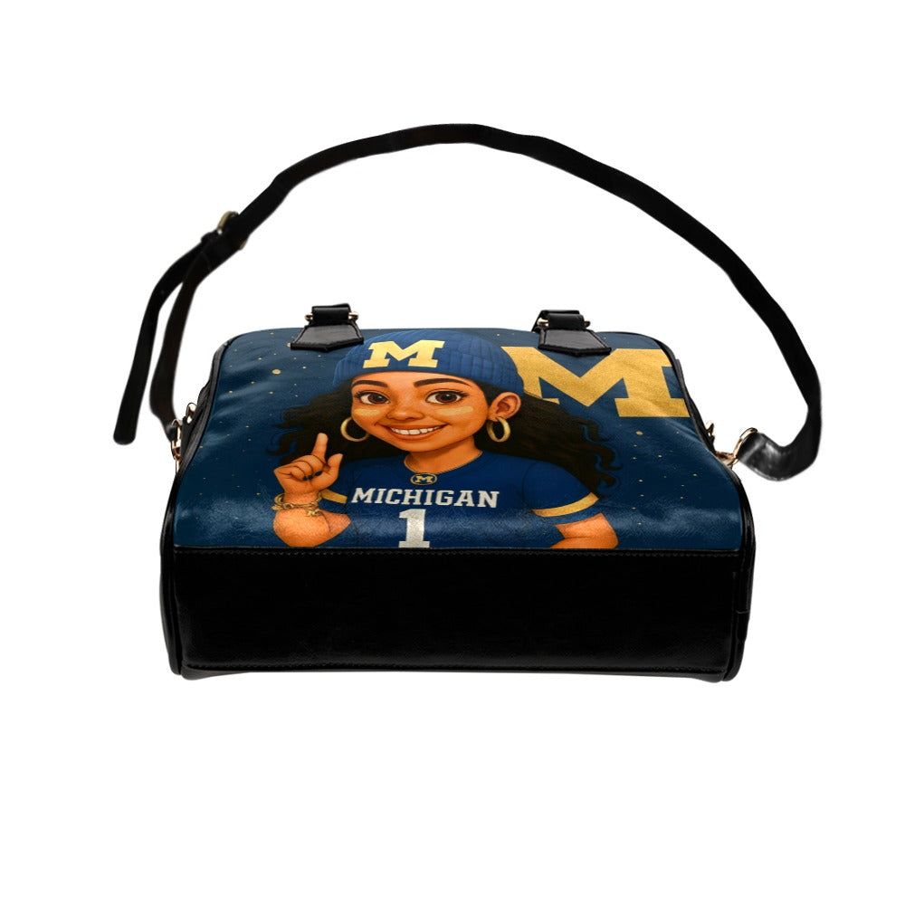 Michigan Wolverines Dark-Haired Game-Day Girl Handbag – Custom Sports Purse