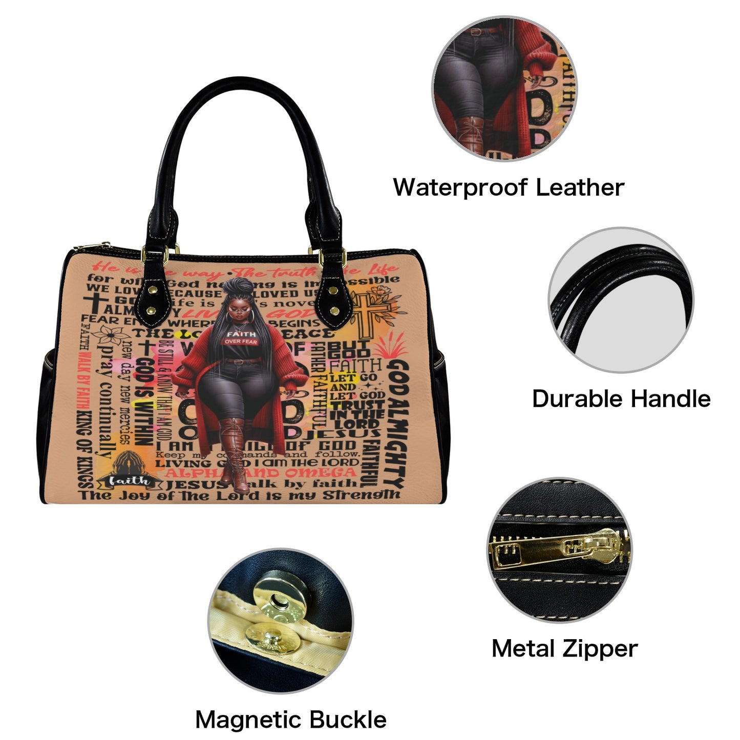 Faith Over Fear City Bag – Inspirational Christian Handbag for Women (4 Color Options)