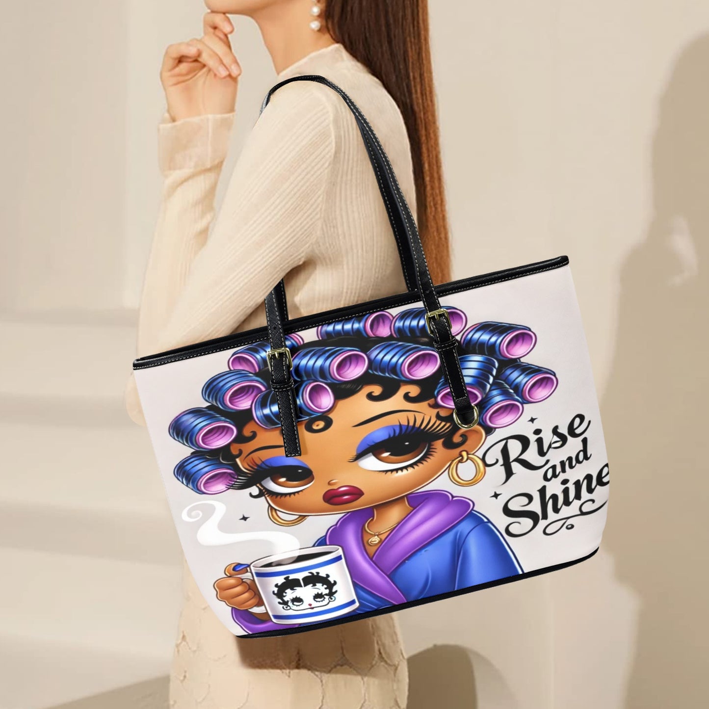 Betty Boop “Rise and Shine” Leather Tote Bag – Large