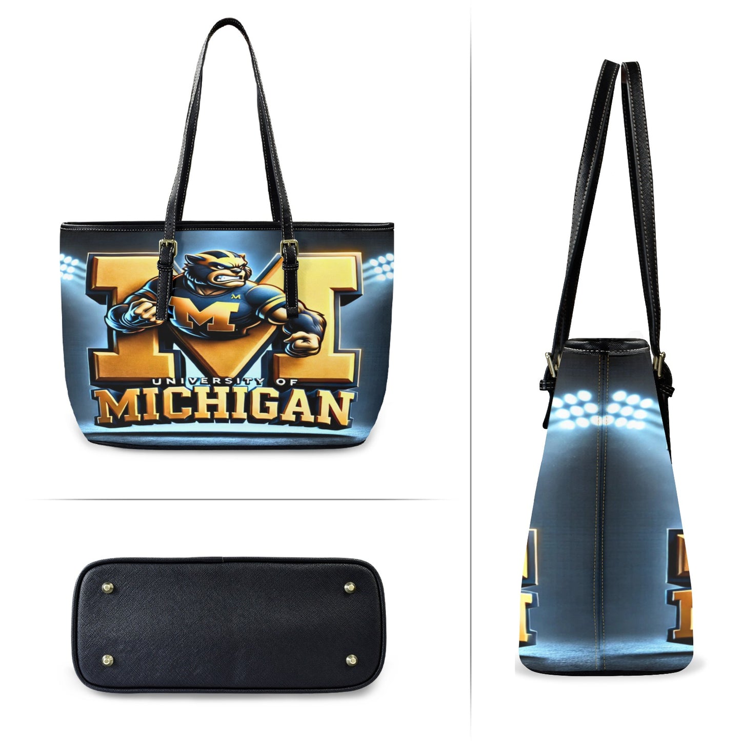 University of Michigan Leather Tote Bag – Large